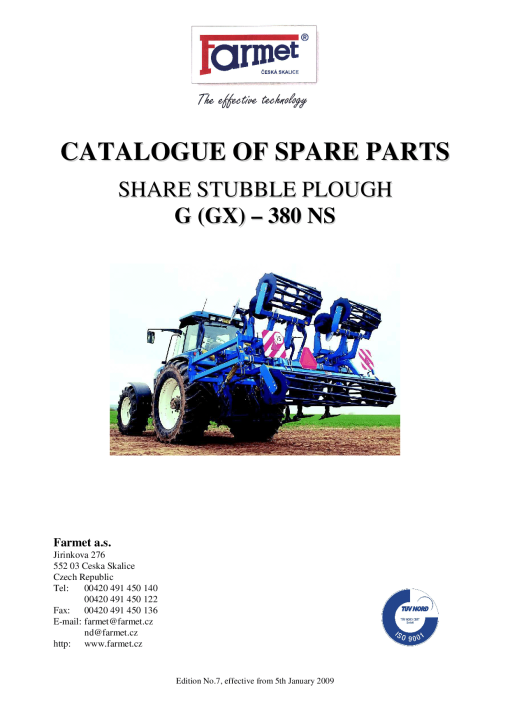 Farmet G_GX380 Parts manual catalog PDF Download