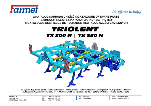 Farmet Triolent_TX300_350 Parts manual catalog PDF Download