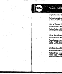 Fella KM165_1976 Disc Mower Parts manual catalog PDF Download