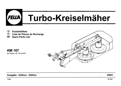 Fella KM167_2008 Disc Mower Parts manual catalog PDF Download