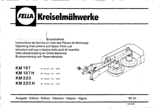 Fella KM187_225_1991 Disc Mower Parts manual catalog PDF Download