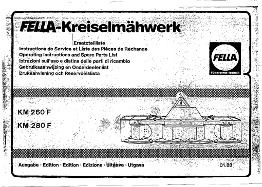 Fella KM260_280F Disc Mower Parts manual catalog PDF Download