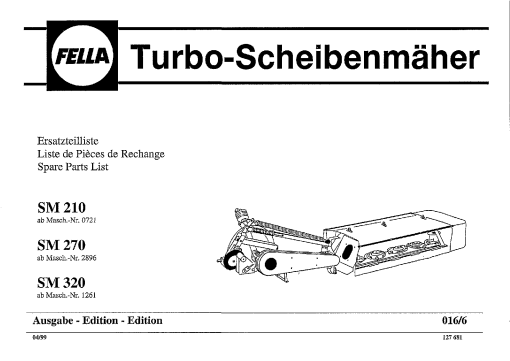 Fella SM210_270_320_1999 Disc Mower Parts manual catalog PDF Download