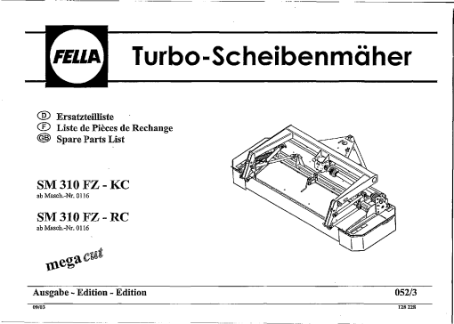 Fella SM310FZ-KC_2003 Disc Mower Parts manual catalog PDF Download