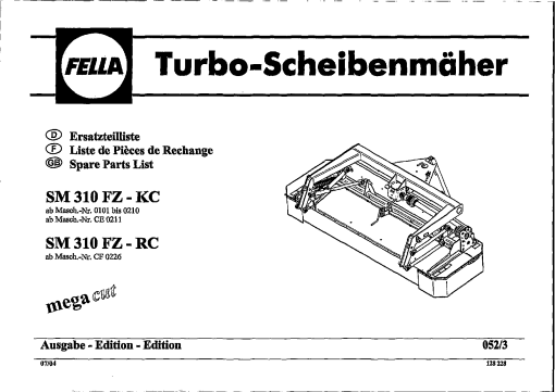 Fella SM310FZ-KC_RC_2004 Disc Mower Parts manual catalog PDF Download