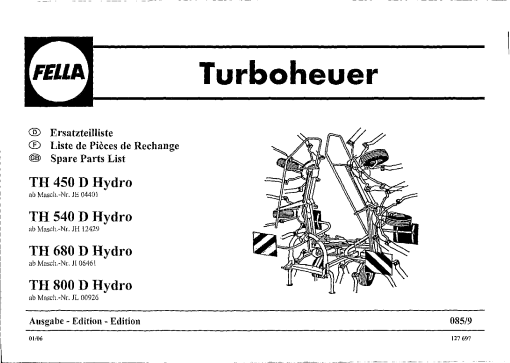 Fella TH450_540_680_800_D_HYDRO_2006 Rotary Tedder Parts manual catalog PDF Download