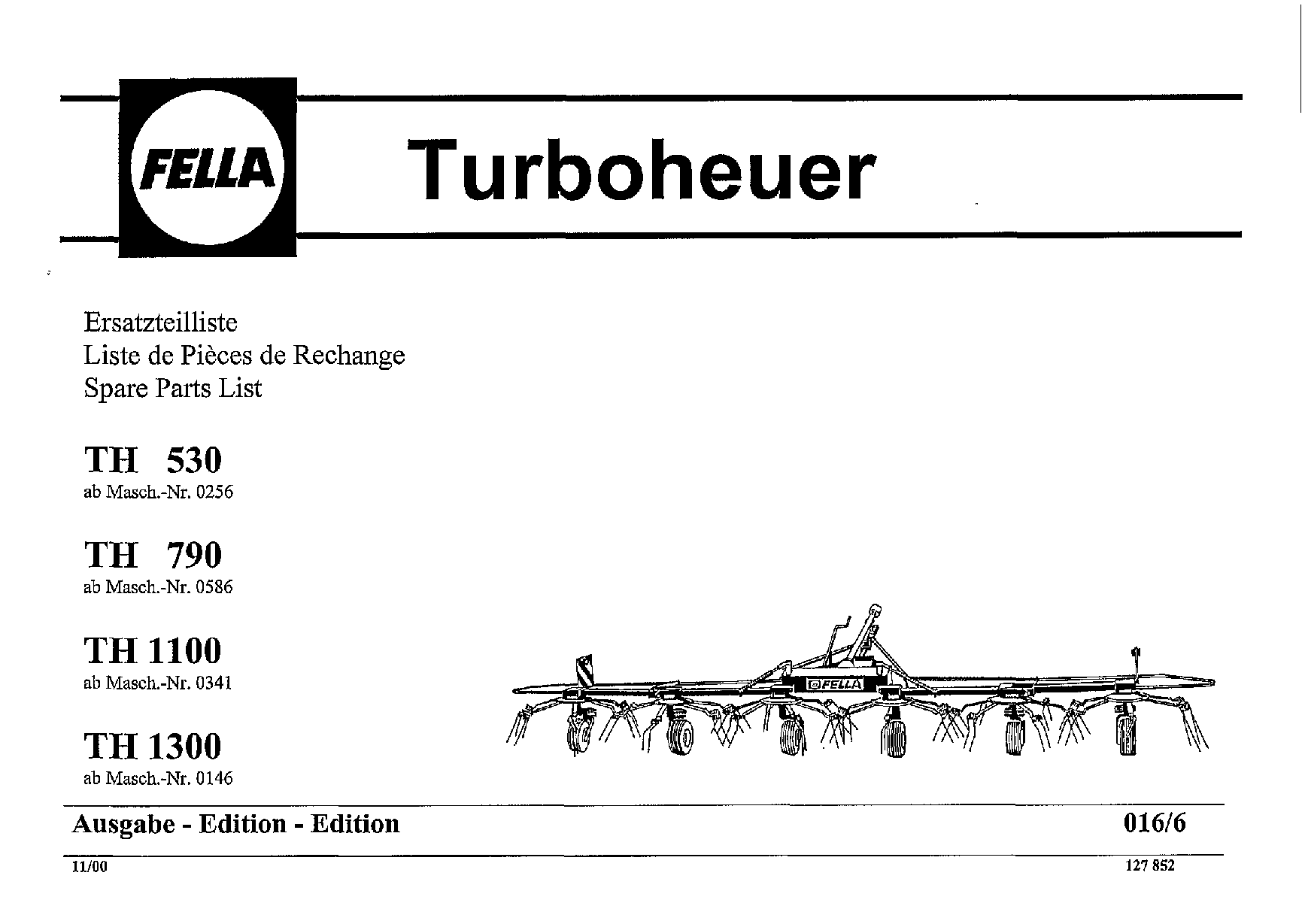 Fella TH530_790_1100_1300_2000 Rotary Tedder Parts manual catalog PDF Download