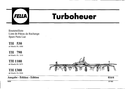 Fella TH530_790_1100_1300_2002 Rotary Tedder Parts manual catalog PDF Download