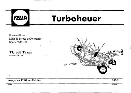 Fella TH800T_2002 Rotary Tedder Parts manual catalog PDF Download