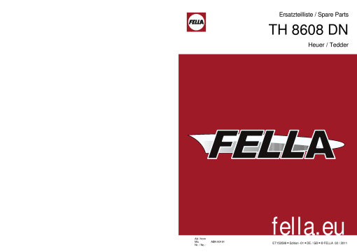 Fella TH8608-DN_2011 Rotary Tedder Parts manual catalog PDF Download