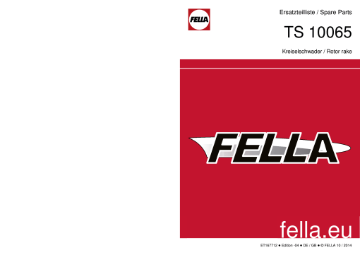Fella TS10065_2014 Rotary Swather-Rake Parts manual catalog PDF Download