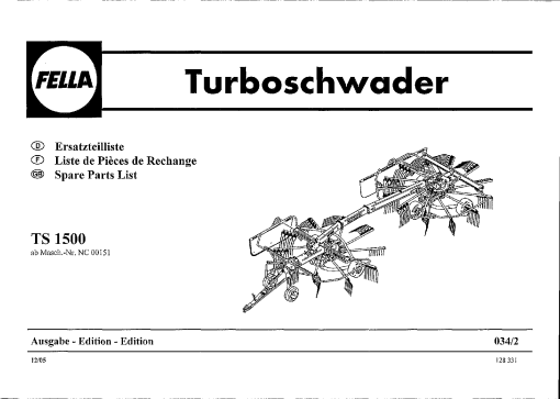 Fella TS1500_2005 Rotary Swather-Rake Parts manual catalog PDF Download