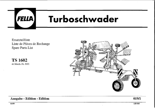 Fella TS1602_1999 Rotary Swather-Rake Parts manual catalog PDF Download