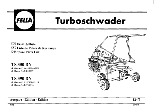 Fella TS350_390-DN_2005 Rotary Swather-Rake Parts manual catalog PDF Download