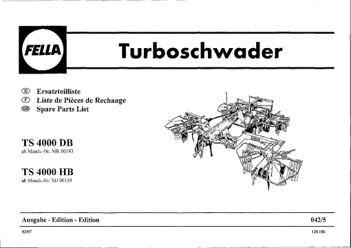 Fella TS4000_2007 Rotary Swather-Rake Parts manual catalog PDF Download