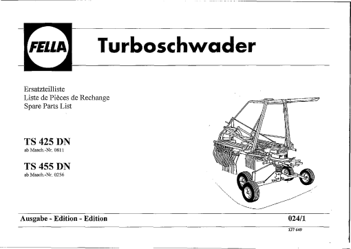 Fella TS425_455-DN_1994 Rotary Swather-Rake Parts manual catalog PDF Download