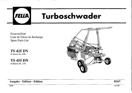 Fella TS425_455-DN_1998 Rotary Swather-Rake Parts manual catalog PDF Download