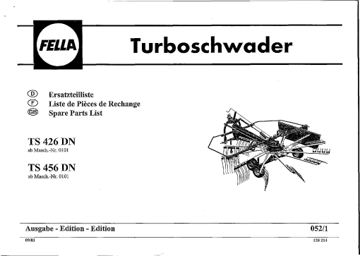 Fella TS426_456-DN_2003 Rotary Swather-Rake Parts manual catalog PDF Download