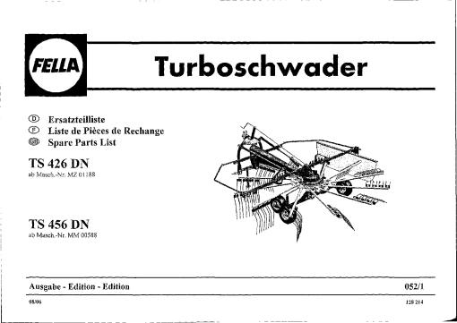 Fella TS426_456-DN_2006 Rotary Swather-Rake Parts manual catalog PDF Download