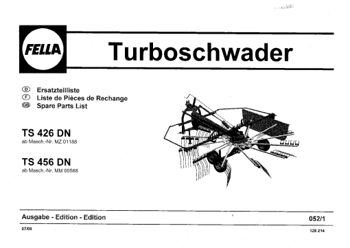 Fella TS426_456-DN_2009 Rotary Swather-Rake Parts manual catalog PDF Download