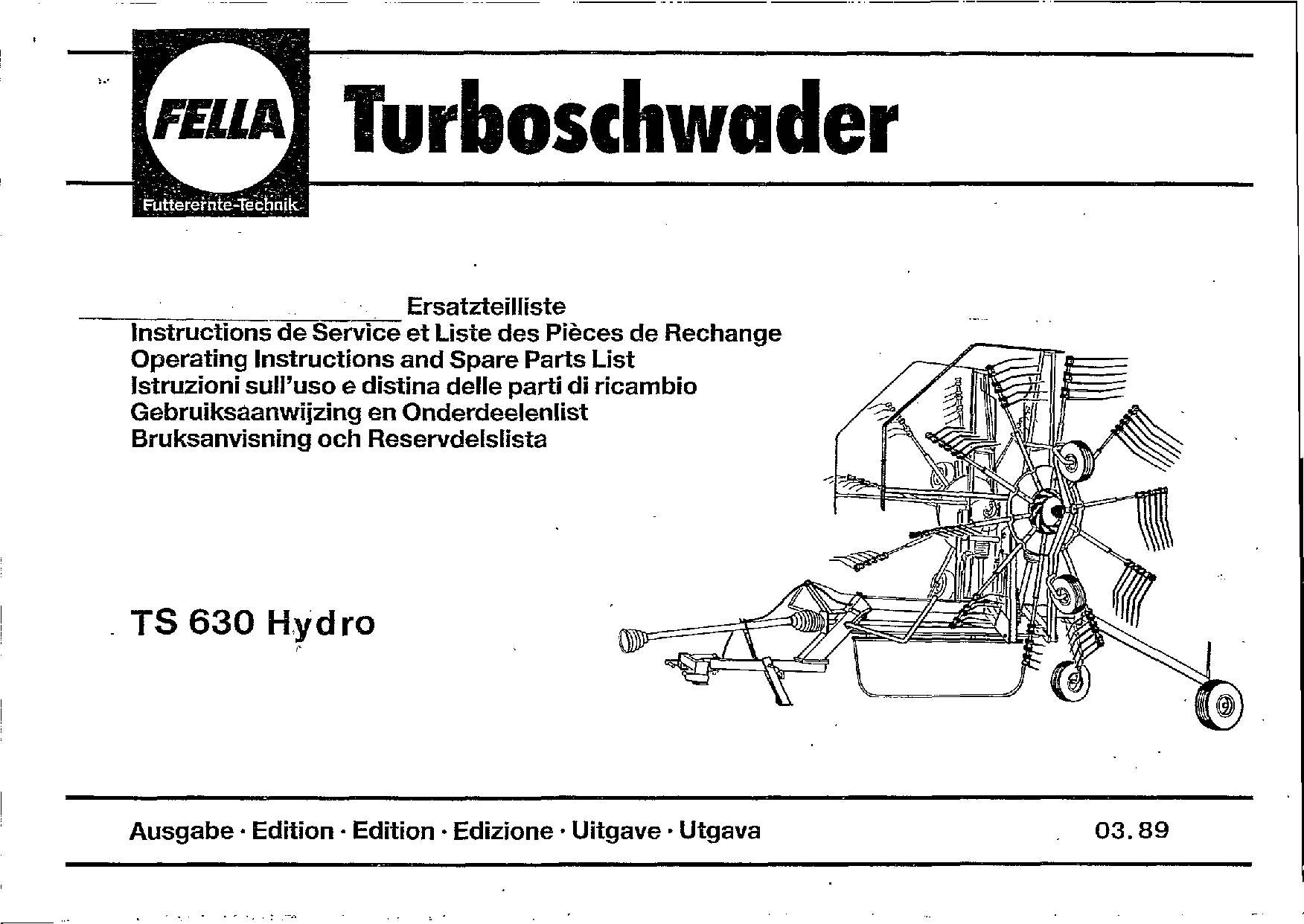 Fella TS630HYDRO_1989 Rotary Swather-Rake Parts manual catalog PDF Download