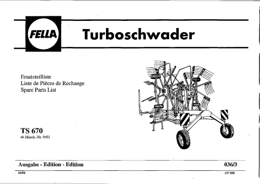 Fella TS670_1998 Rotary Swather-Rake Parts manual catalog PDF Download
