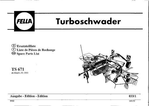 Fella TS671_2003 Rotary Swather-Rake Parts manual catalog PDF Download