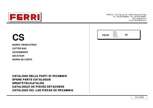 Ferri CS150 Parts manual catalog PDF Download