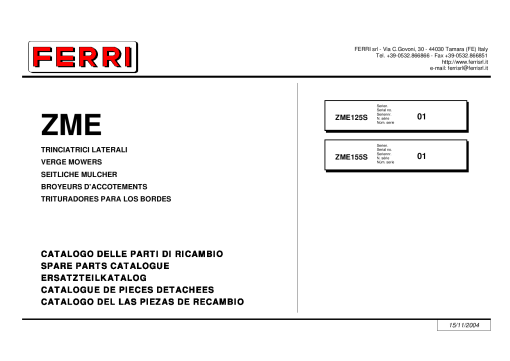 Ferri ZME125S_ZME155S Shredder Parts manual catalog PDF Download