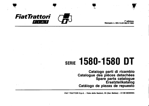 Fiat 1580 Parts manual catalog PDF Download