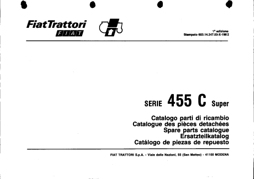 Fiat 455 Parts manual catalog PDF Download