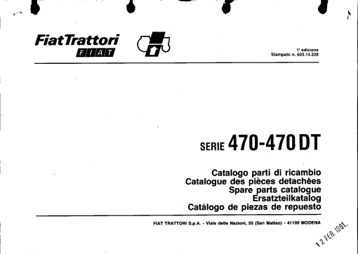 Fiat 470 Parts manual catalog PDF Download