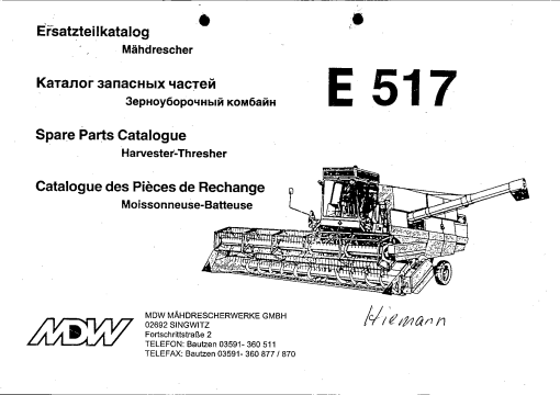 Fortschitt E517 Parts manual catalog PDF Download