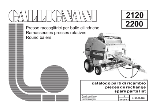 Gallignani 2120_2200 Baler Parts manual catalog PDF Download