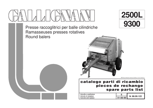 Gallignani 2500_9300 Baler Parts manual catalog PDF Download