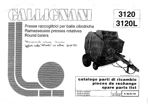 Gallignani 3120 Baler Parts manual catalog PDF Download