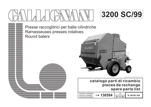 Gallignani 3200SC-99 Baler Parts manual catalog PDF Download