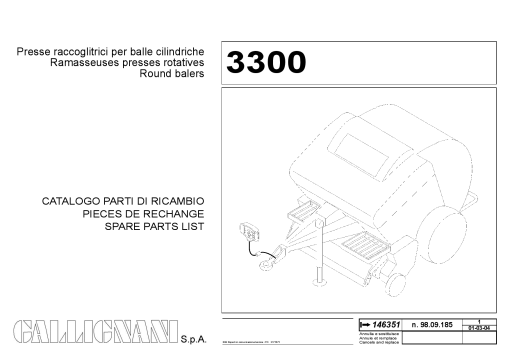 Gallignani 3300 Baler Parts manual catalog PDF Download