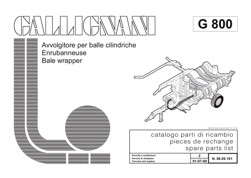 Gallignani G800 Bale_wrapper Parts manual catalog PDF Download