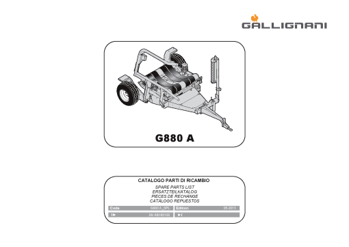 Gallignani G880A Bale_wrapper Parts manual catalog PDF Download
