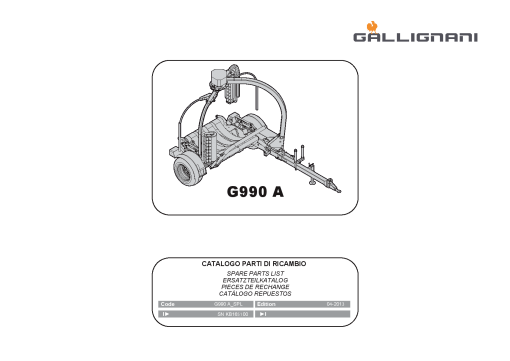 Gallignani G990A Bale_wrapper Parts manual catalog PDF Download
