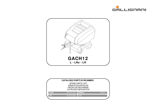 Gallignani GACH12 Baler Parts manual catalog PDF Download