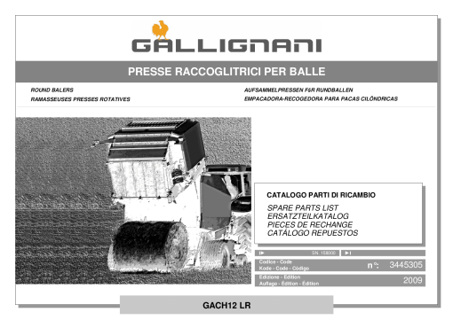 Gallignani GACH12_LR Baler Parts manual catalog PDF Download