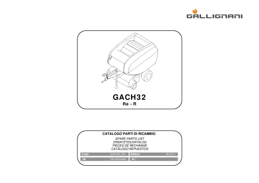 Gallignani GACH32 Baler Parts manual catalog PDF Download