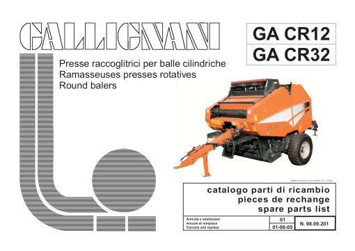 Gallignani GACR12_GACR32 Baler Parts manual catalog PDF Download