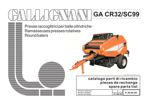 Gallignani GACR32 Baler Parts manual catalog PDF Download