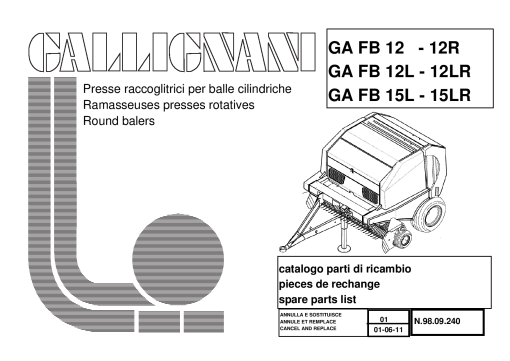 Gallignani GAFB12_GAFB15 Baler Parts manual catalog PDF Download