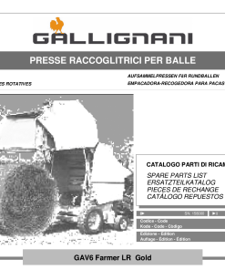 Gallignani GAV6_Farmer_LR_Gold Baler Parts manual catalog PDF Download