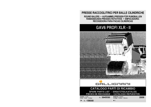 Gallignani GAV6_Profi_XLR Baler Parts manual catalog PDF Download