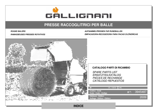 Gallignani GAV8_Gold_XLR Baler Parts manual catalog PDF Download